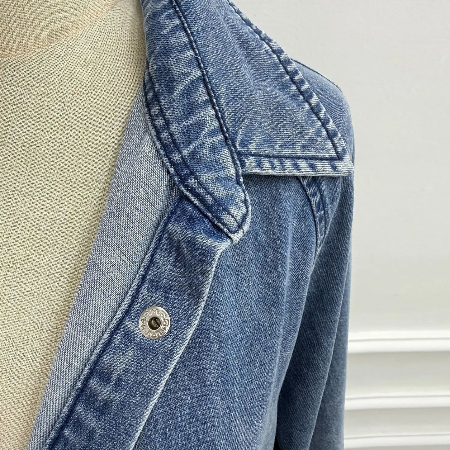 Denim Maxi Abaya Dress - Single Breasted Long Sleeve Muslim Dress for Women