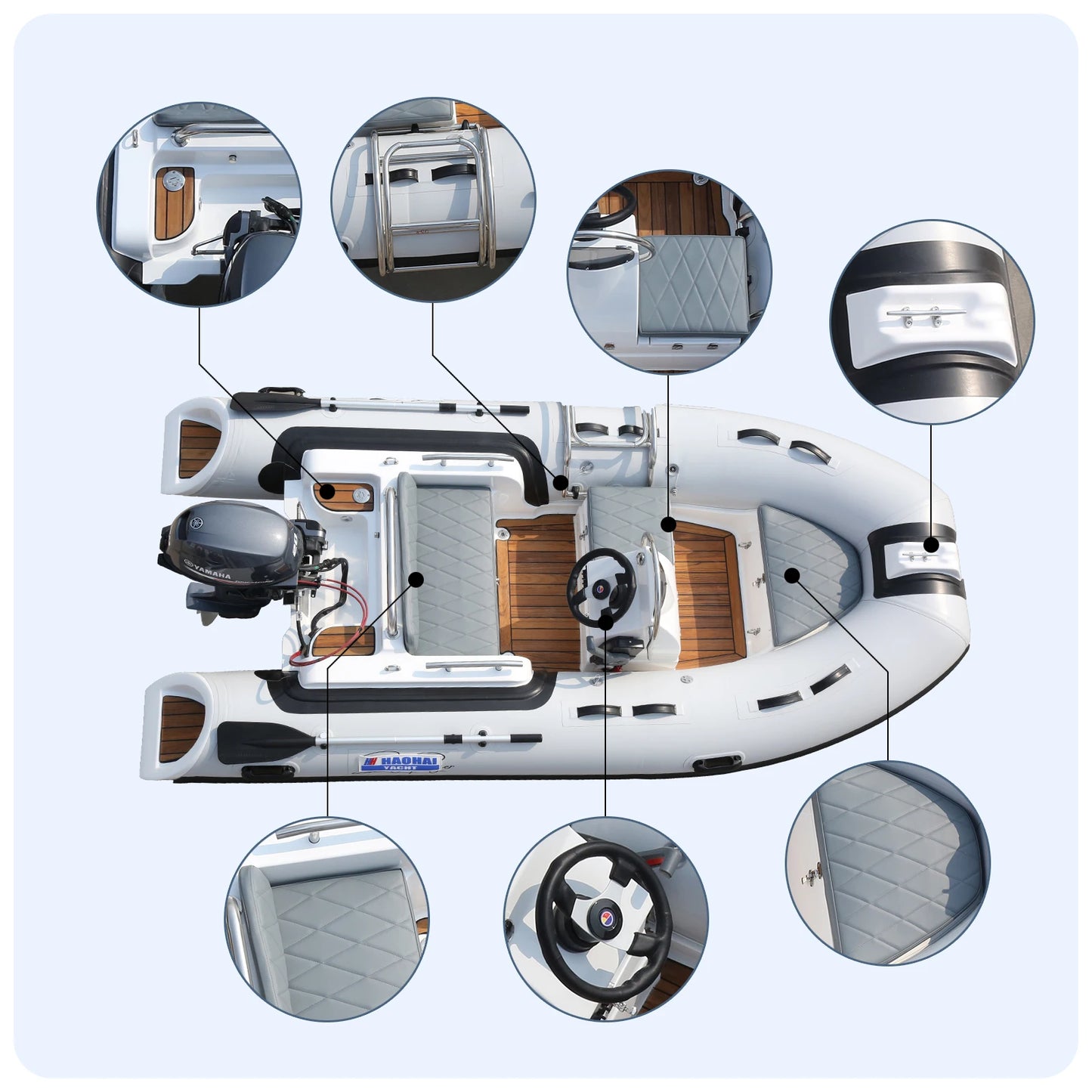 RIB360C 11.8ft Inflatable Fishing Boat - 5 Person Capacity with Console