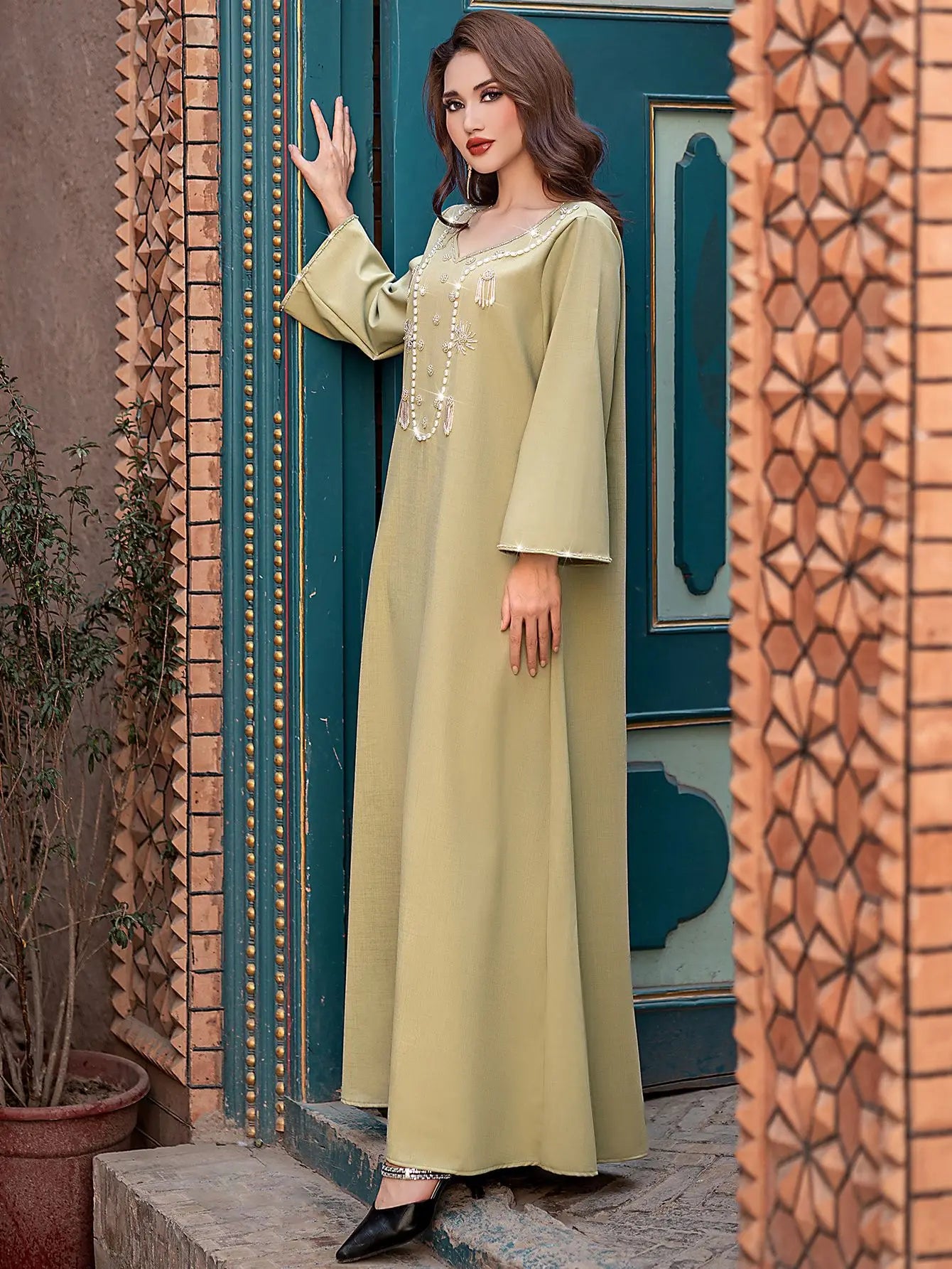 Luxury Diamond Kaftan Abaya - Dubai Elegant Long Dress for Women | Ramadan & Eid