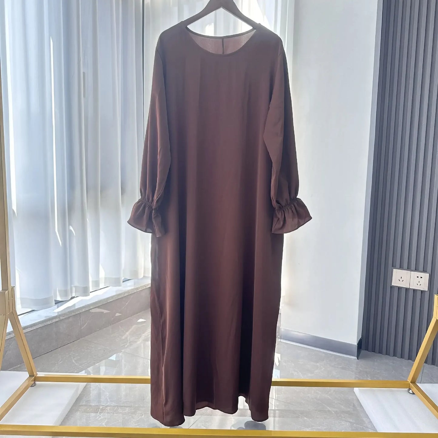 Muslim Modest Abaya Dress with Headscarf - Flare Sleeve Prayer Robe