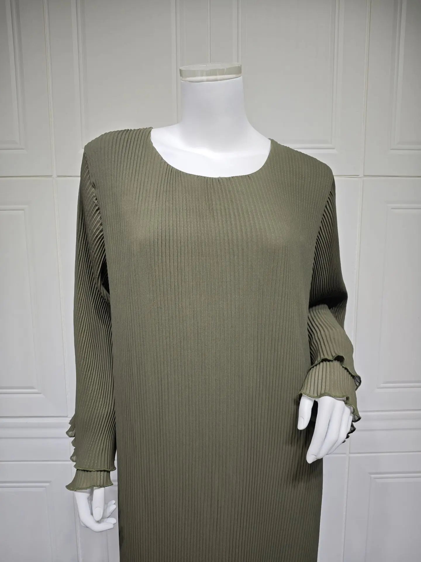 AyLosi Chiffon Pleated Flare Sleeve Muslim Dress - Elegant Kimono Abaya for Women | Eid Ramadan