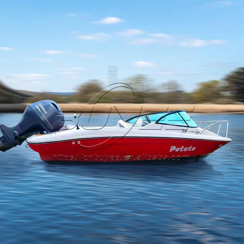 18ft Fiberglass Fishing Boat - 5.5M Leisure Boat with Outboard Motor