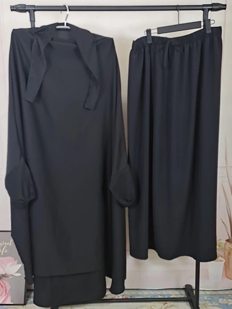 2-Piece Long Khimar & Skirt Prayer Set - Muslim Women Prayer Garment | Ramadan Eid 2025