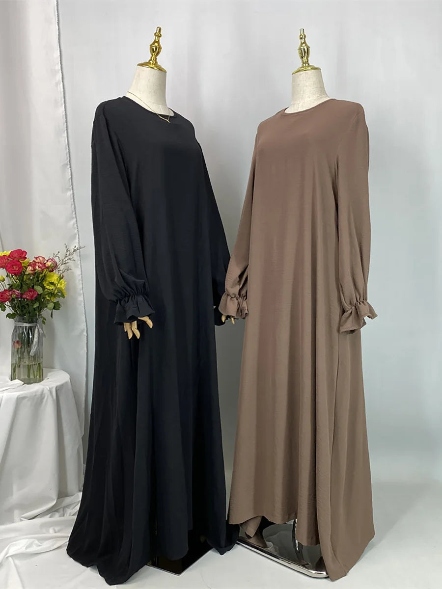 Daily Woven Abaya with Pockets - Elegant Regular Fit