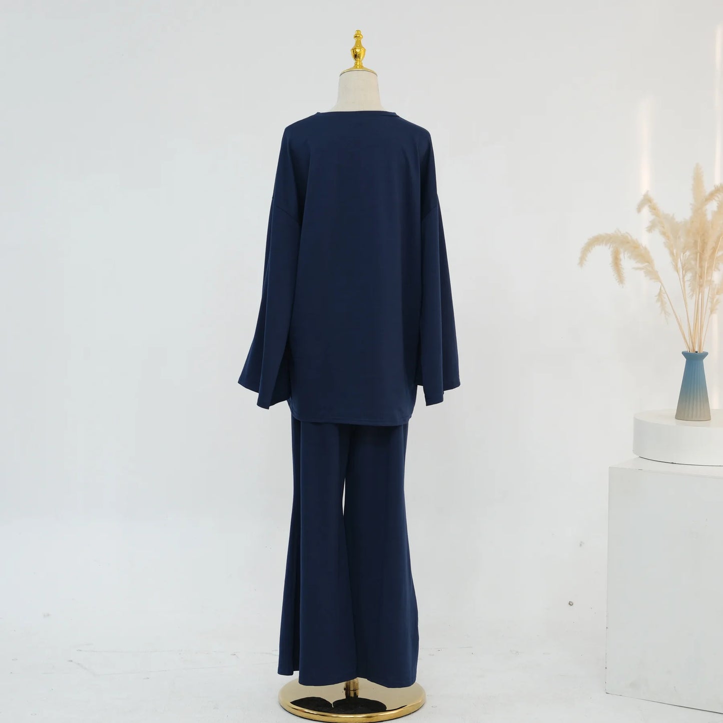 Plain 2-Piece Set - Top & Pants Modest Outfit