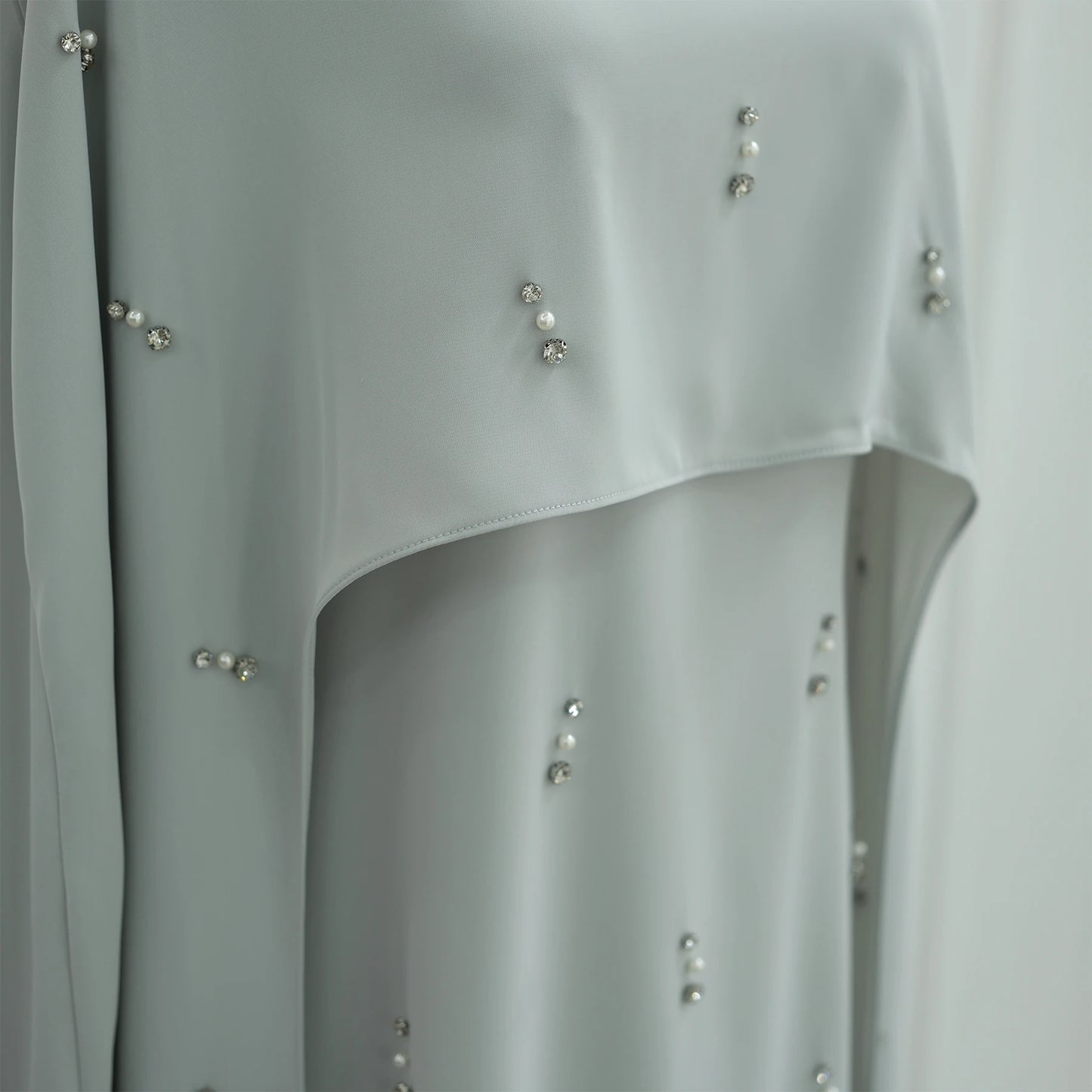 Pearl Diamond Embellished Luxury Abaya Caftan - Elegant Muslim Dress
