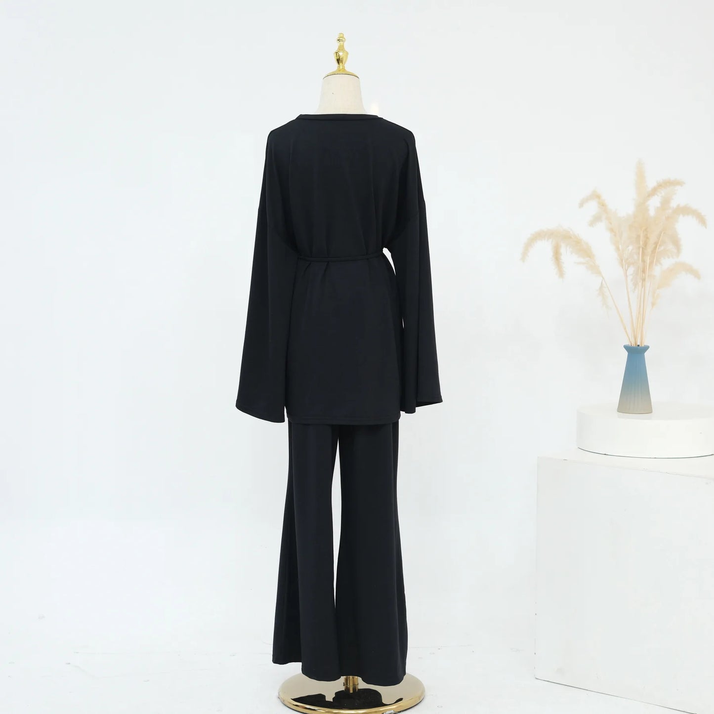 Plain 2-Piece Set - Top & Pants Modest Outfit
