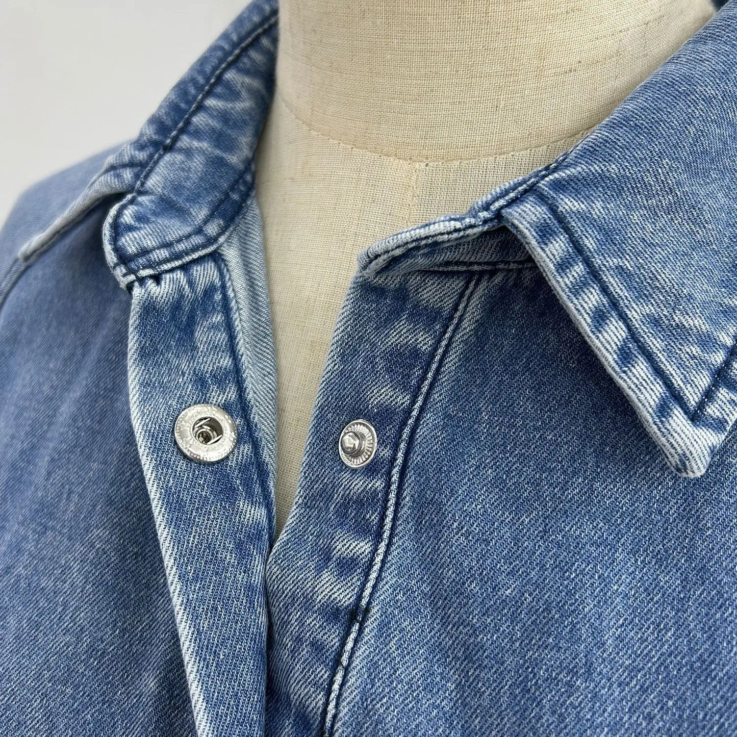 Denim Maxi Abaya Dress - Single Breasted Long Sleeve Muslim Dress for Women