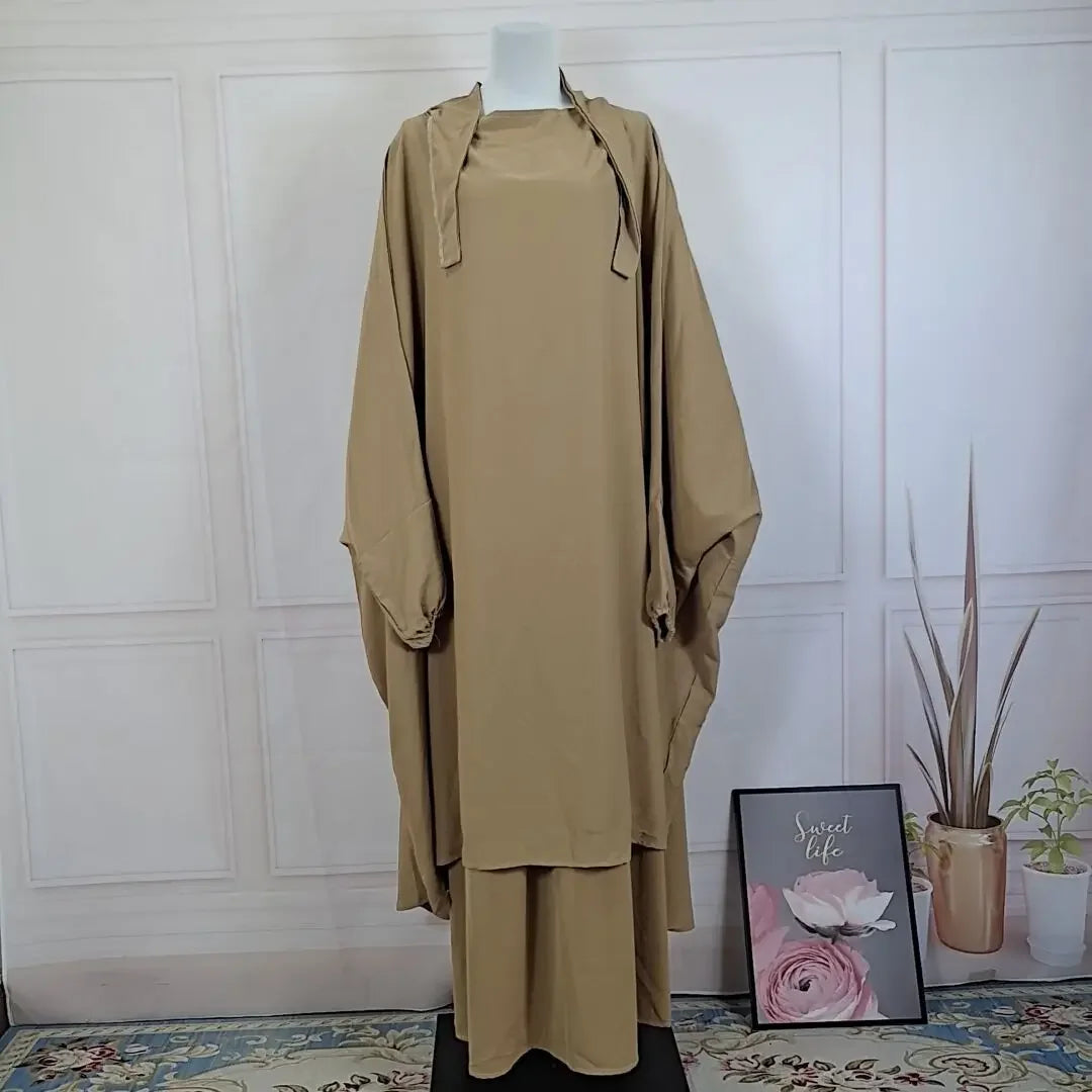 2-Piece Long Khimar & Skirt Prayer Set - Muslim Women Prayer Garment | Ramadan Eid 2025