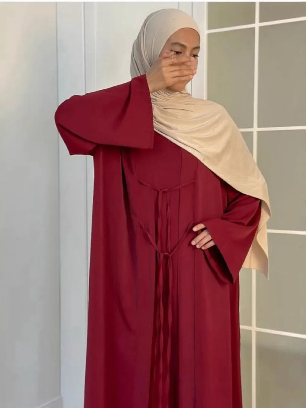 Satin 2-Piece Set - Elegant Party Abaya