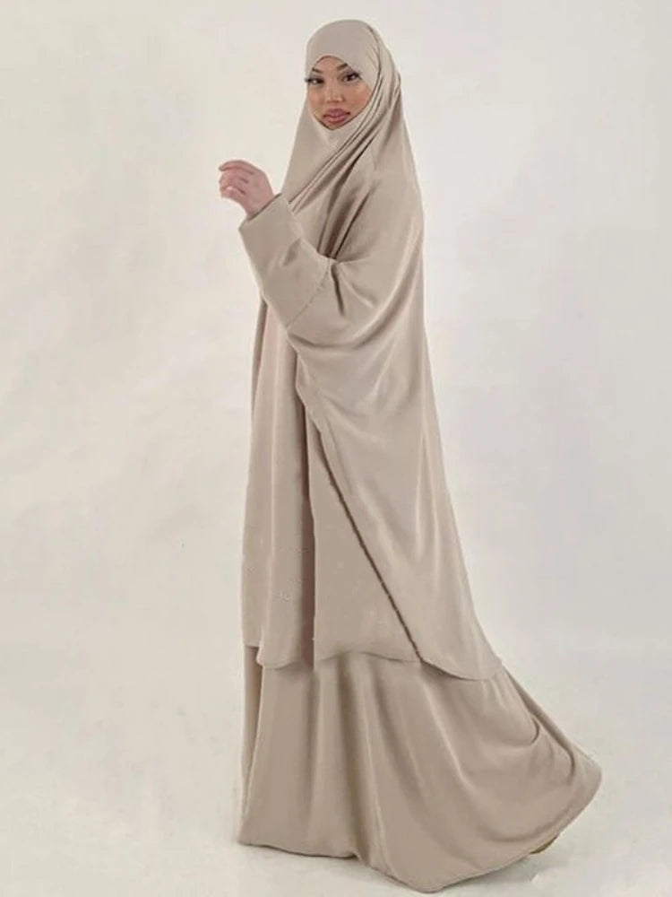 2-Piece Long Khimar & Skirt Prayer Set - Muslim Women Prayer Garment | Ramadan Eid 2025
