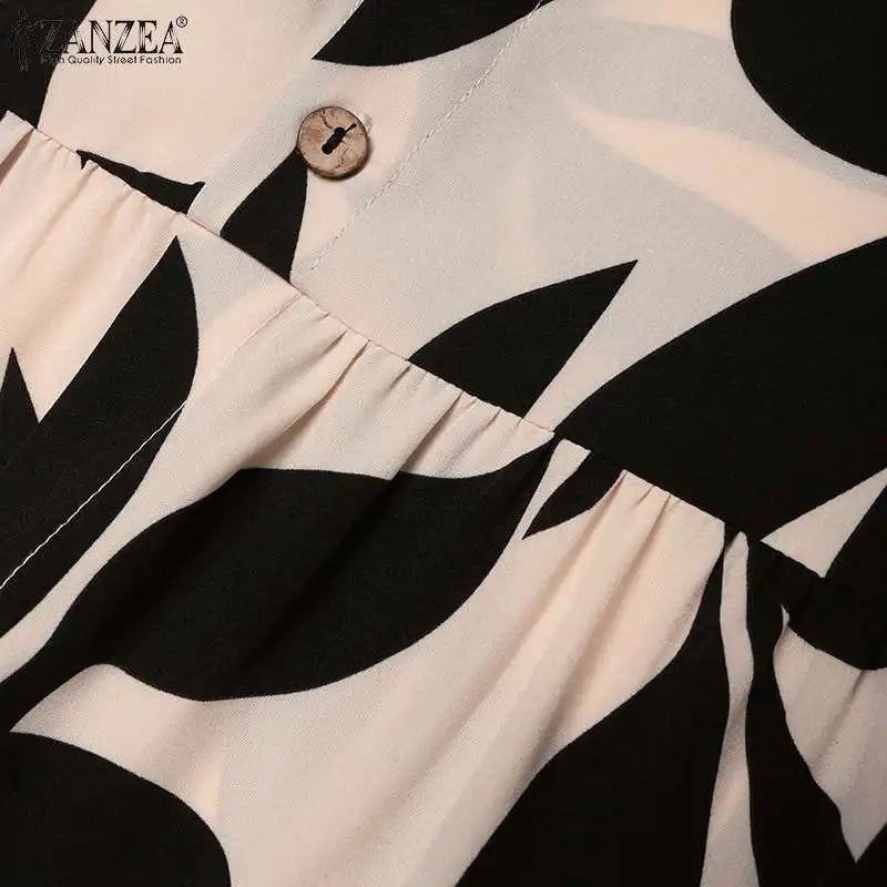 Ruffled Print Abaya - Casual A-Line Maxi Dress