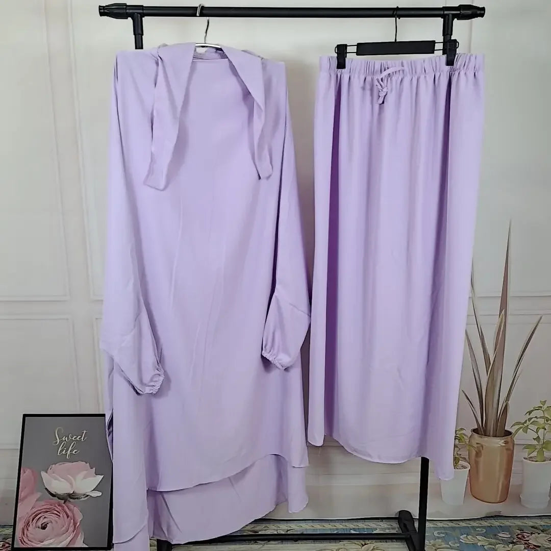 2-Piece Long Khimar & Skirt Prayer Set - Muslim Women Prayer Garment | Ramadan Eid 2025