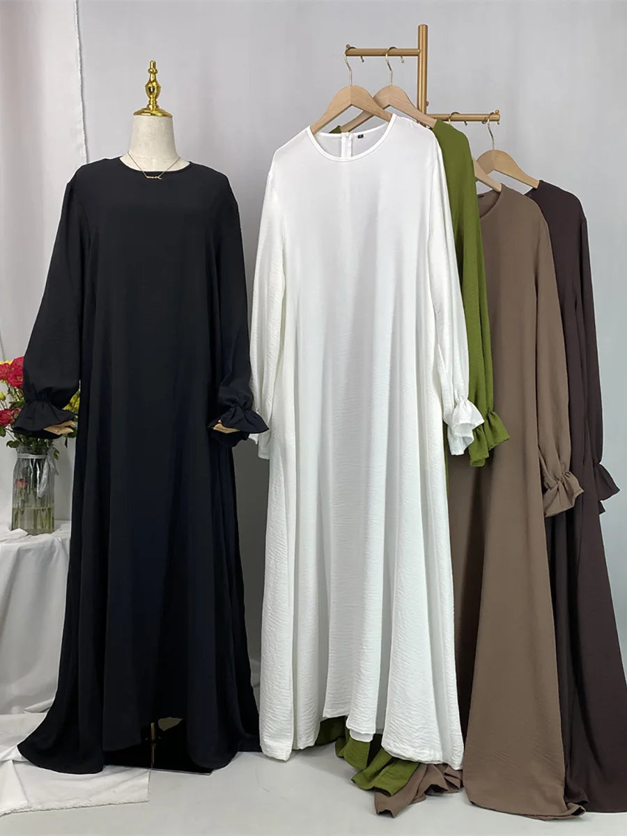 Daily Woven Abaya with Pockets - Elegant Regular Fit