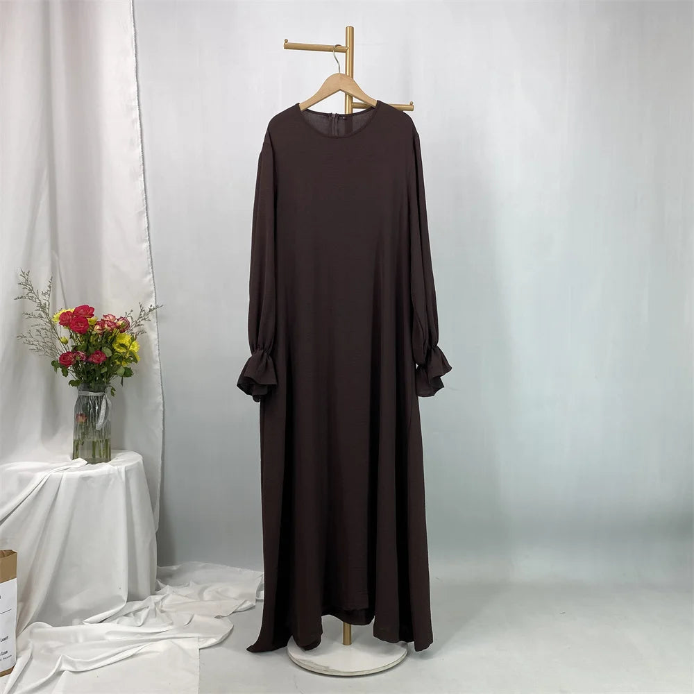 Daily Woven Abaya with Pockets - Elegant Regular Fit