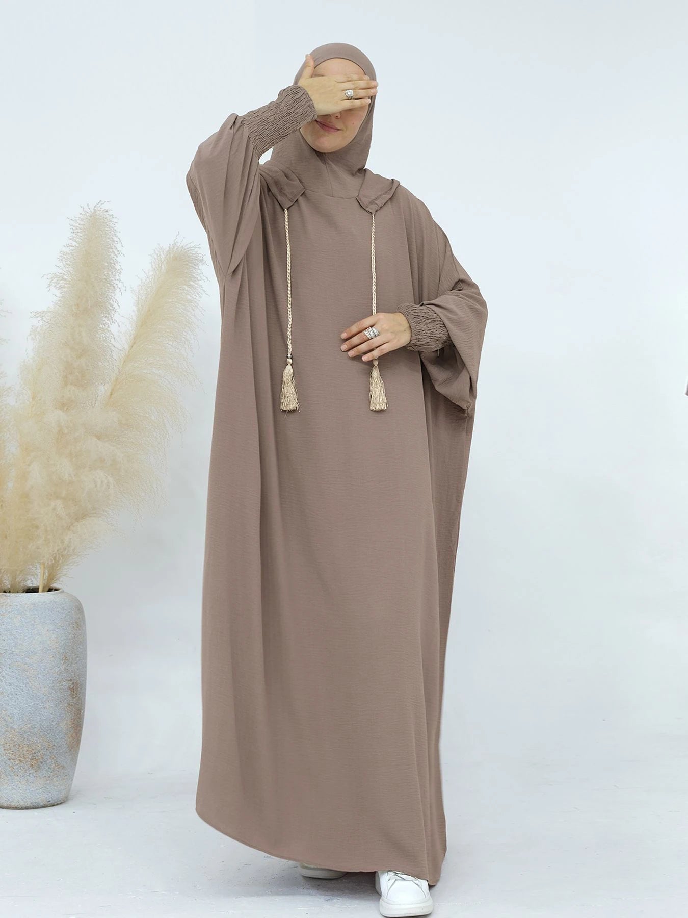 Premium Hooded Abaya Dress - Modest Islamic Clothing with Tassel Detail