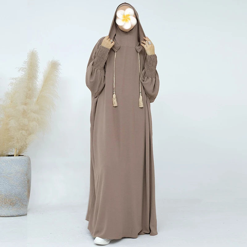 Premium Hooded Abaya Dress - Modest Islamic Clothing with Tassel Detail