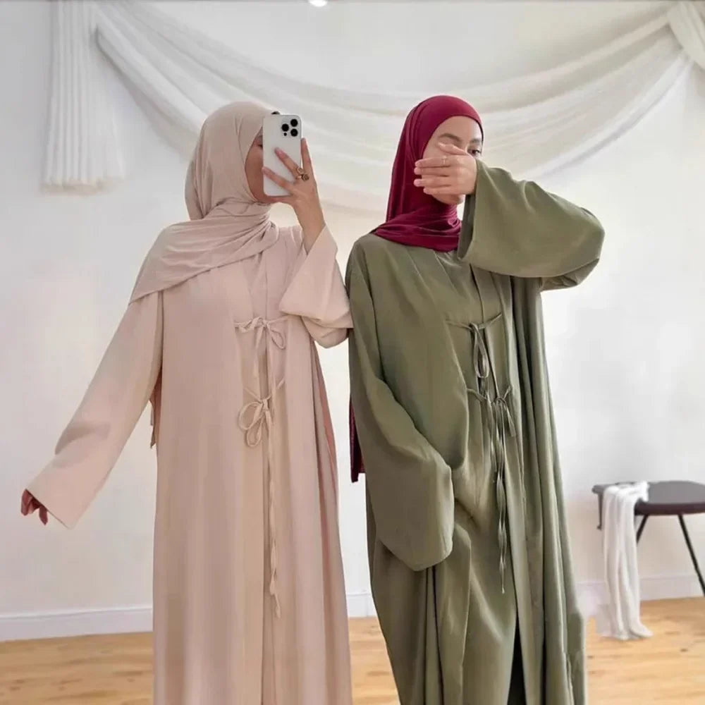 Satin 2-Piece Set - Elegant Party Abaya