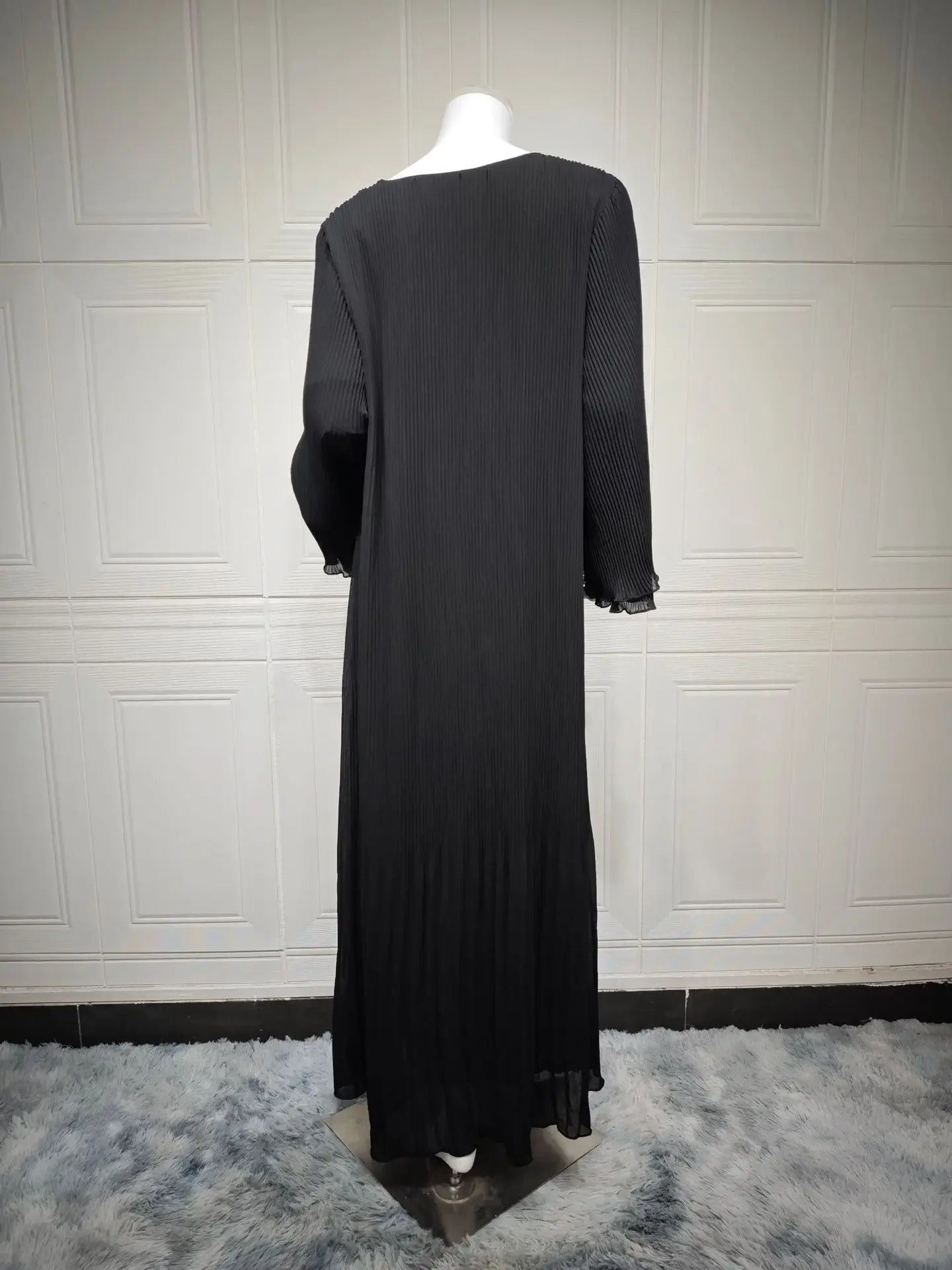 Pleated Flare Sleeve Abaya - Elegant Party Dress