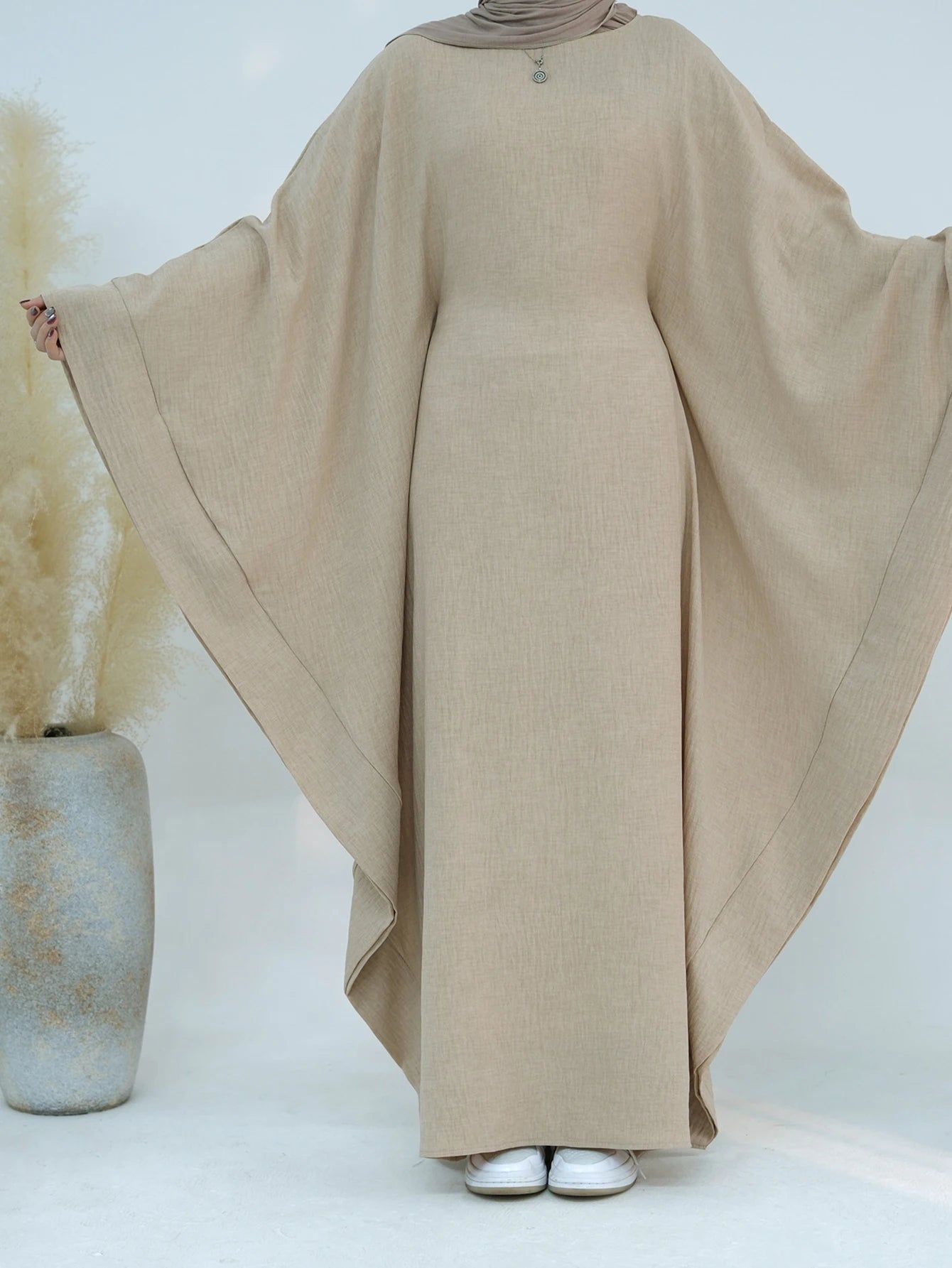 Dubai Kaftan Prayer Robe - Elegant Batwing Sleeve Abaya for Women | Ramadan & Eid