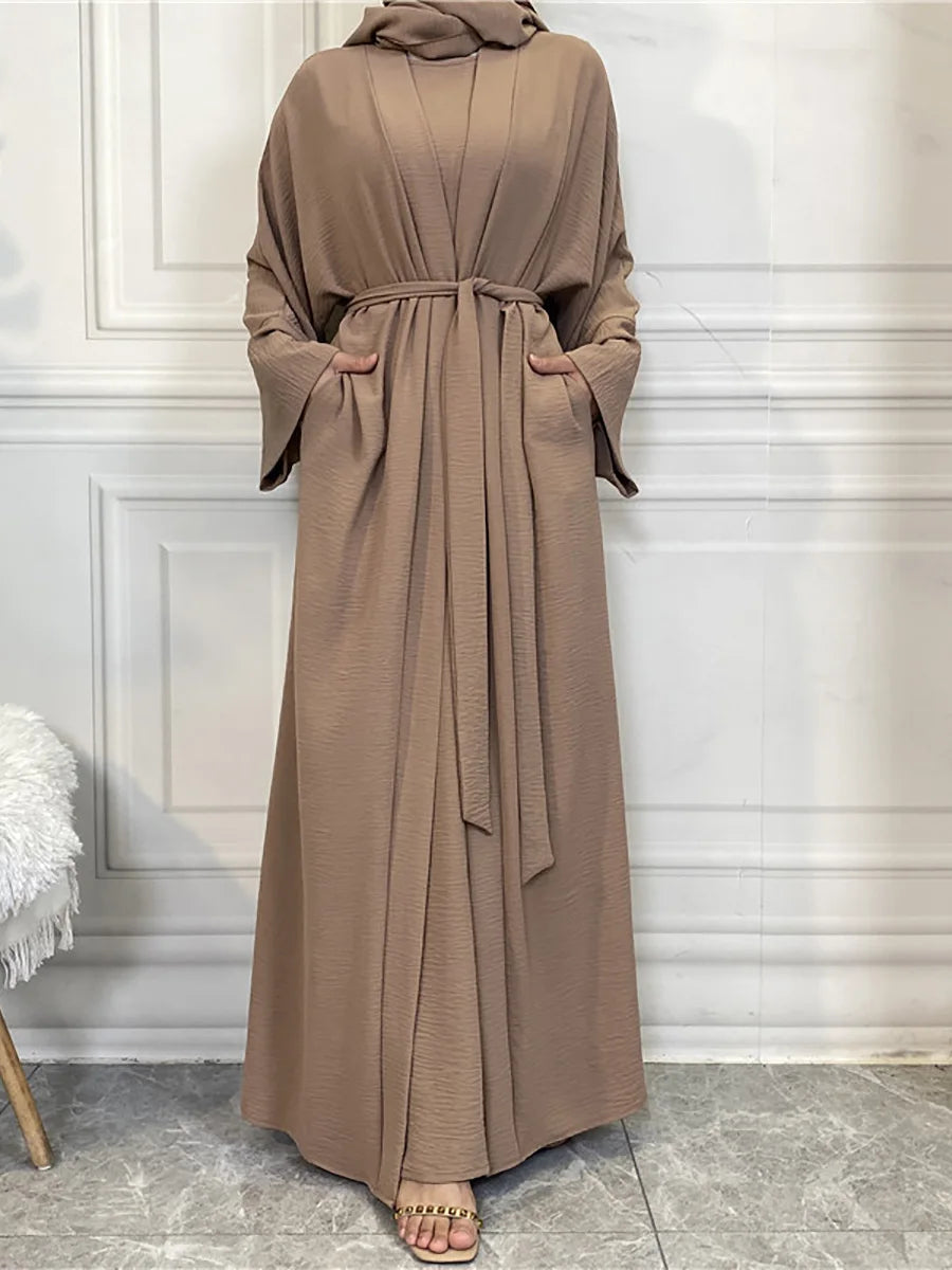 Complete Abaya Suit with Hijab - Modest Cardigan Set