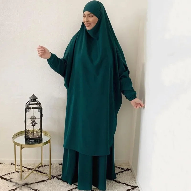 2-Piece Long Khimar & Skirt Prayer Set - Muslim Women Prayer Garment | Ramadan Eid 2025