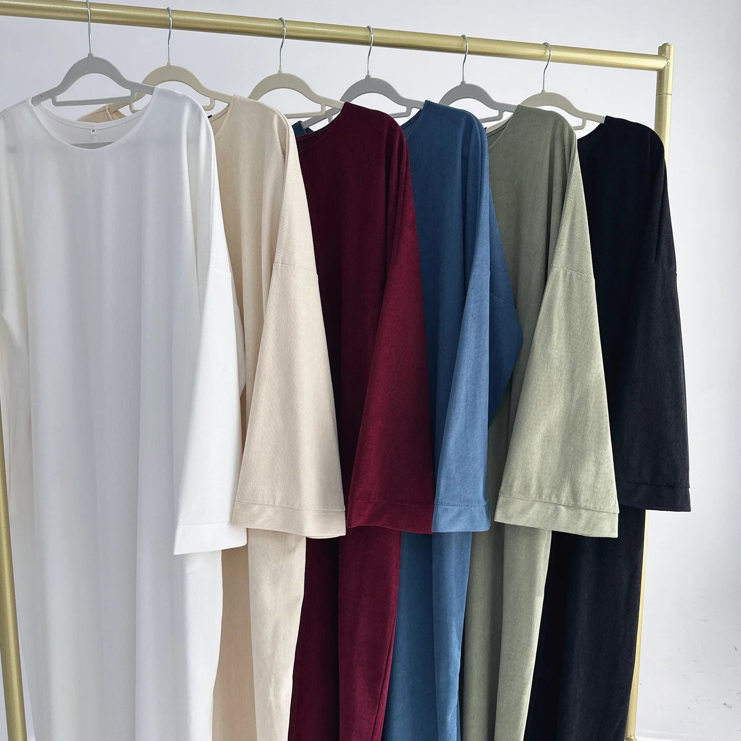 Corduroy Muslim Abaya Dress - Long Robe Kaftan for Women | Ramadan & Eid 2025