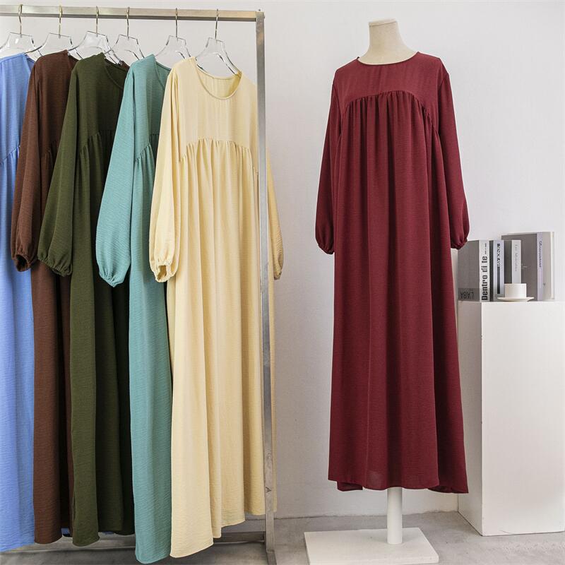 Casual Maxi Abaya with Pockets - Long Sleeve Muslim Dress