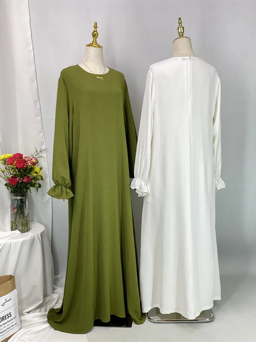 Daily Woven Abaya with Pockets - Elegant Regular Fit