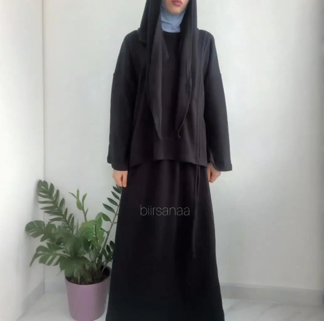 2-Piece Prayer Set with Drawstring Folds - Khimar & Skirt