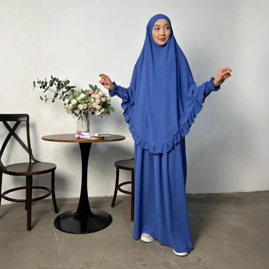 2-Piece Prayer Set - Long Khimar & Dress Abaya