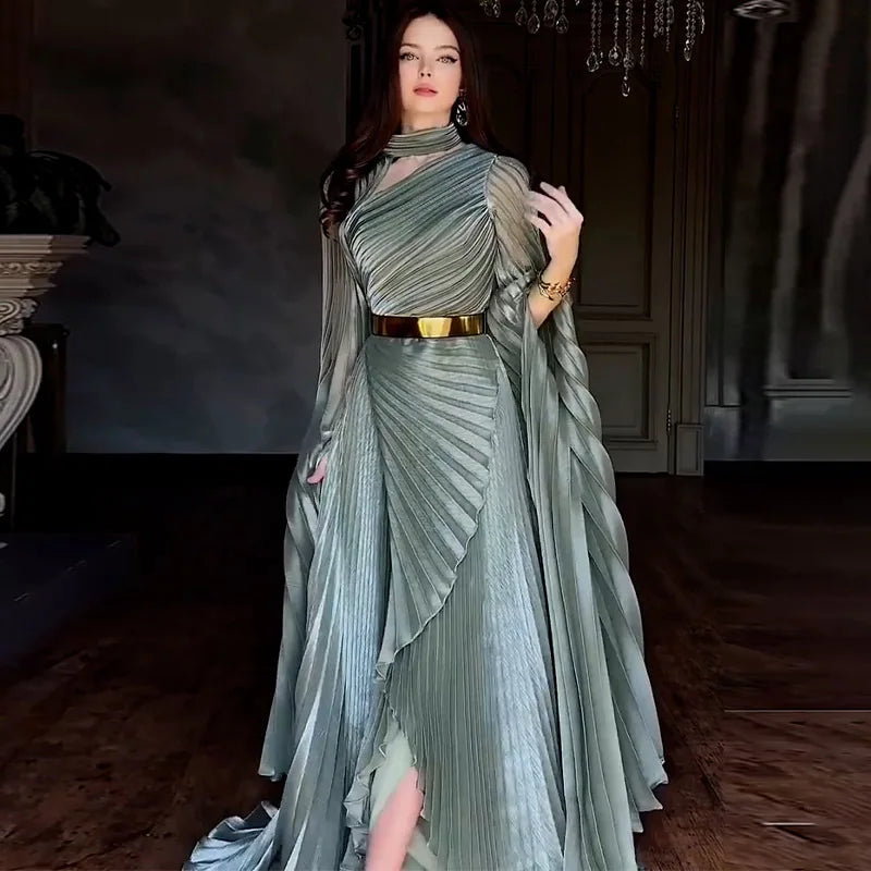 Muslim Dress Abaya Women Party Dresses Irregular Folds Jalabiya Kaftan Vestidos Arab Long Robe Ramadan Morocco Dubai Abayas