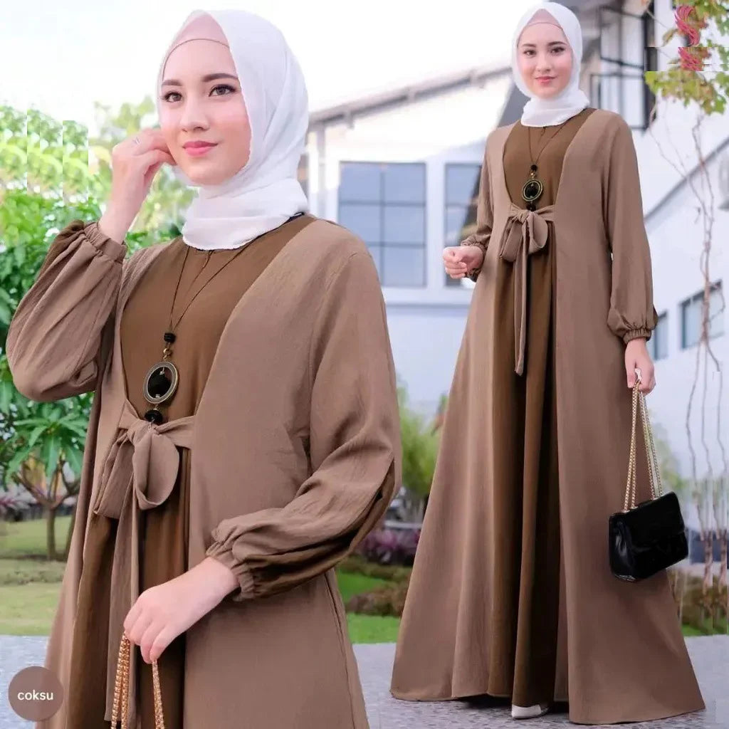Long Sleeve Abaya - Casual Loose Fit Dress