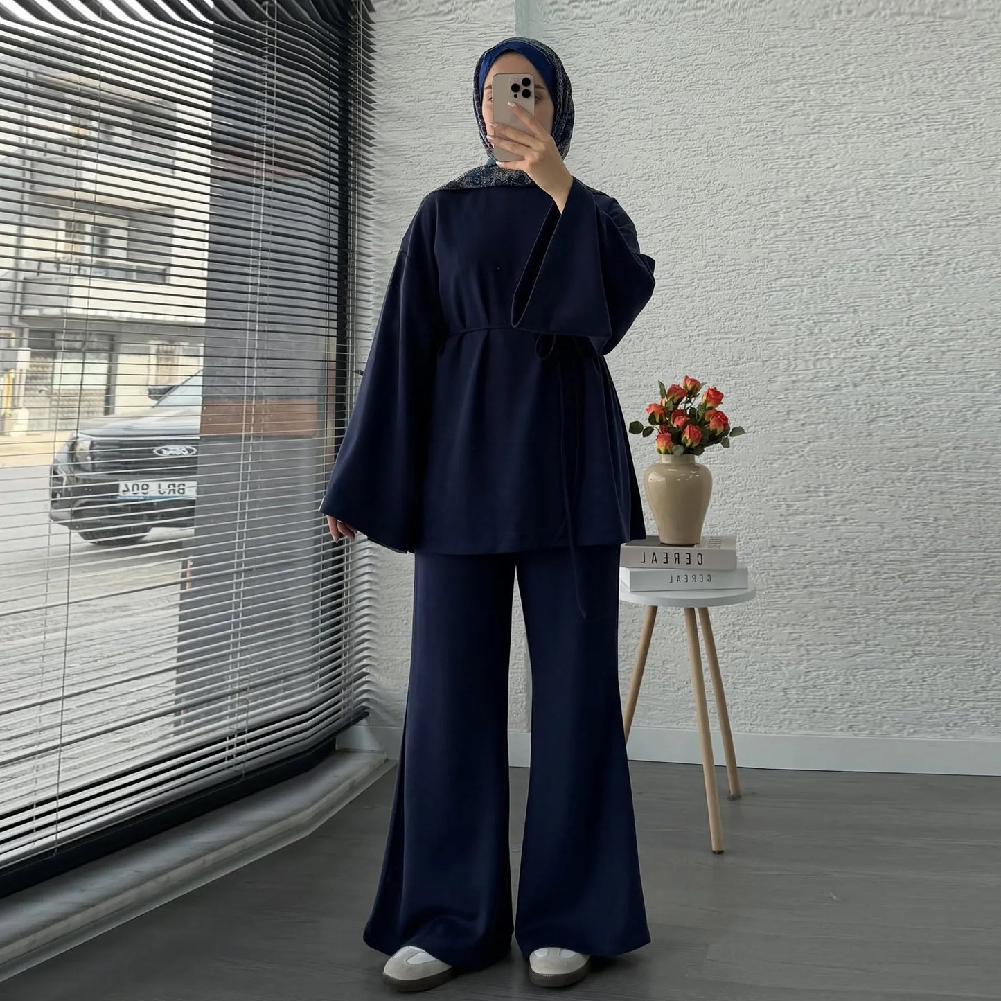 Plain 2-Piece Set - Top & Pants Modest Outfit