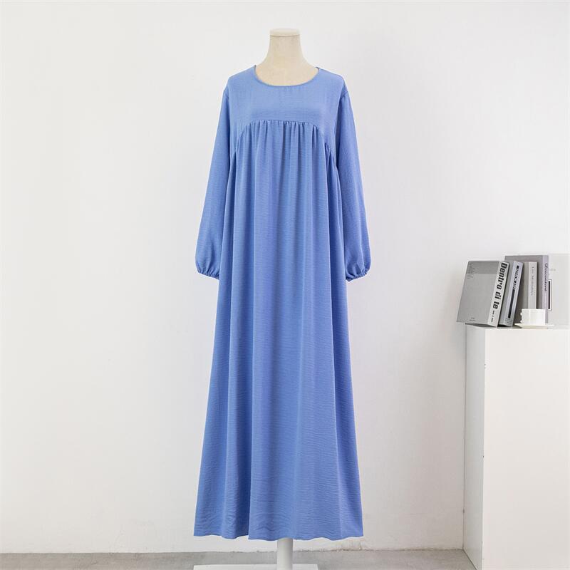 Casual Maxi Abaya with Pockets - Long Sleeve Muslim Dress