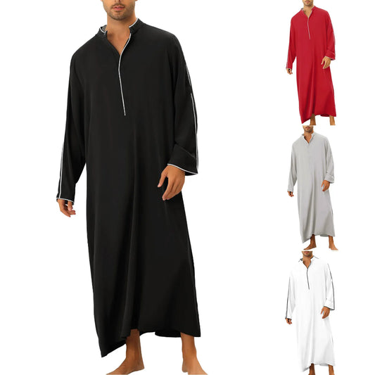 Men's Long Thobe - Simple Zipper Robe