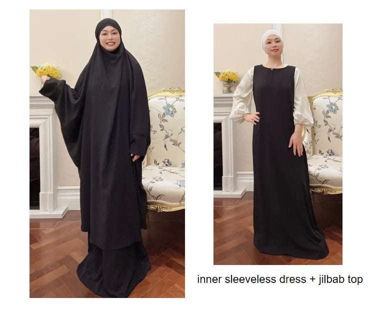 Long Khimar Prayer Set - 2 Piece Pullover Jilbab for Women