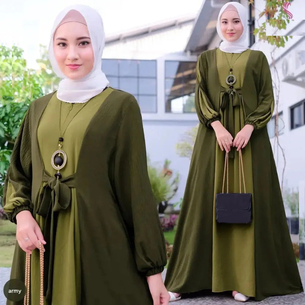 Long Sleeve Abaya - Casual Loose Fit Dress