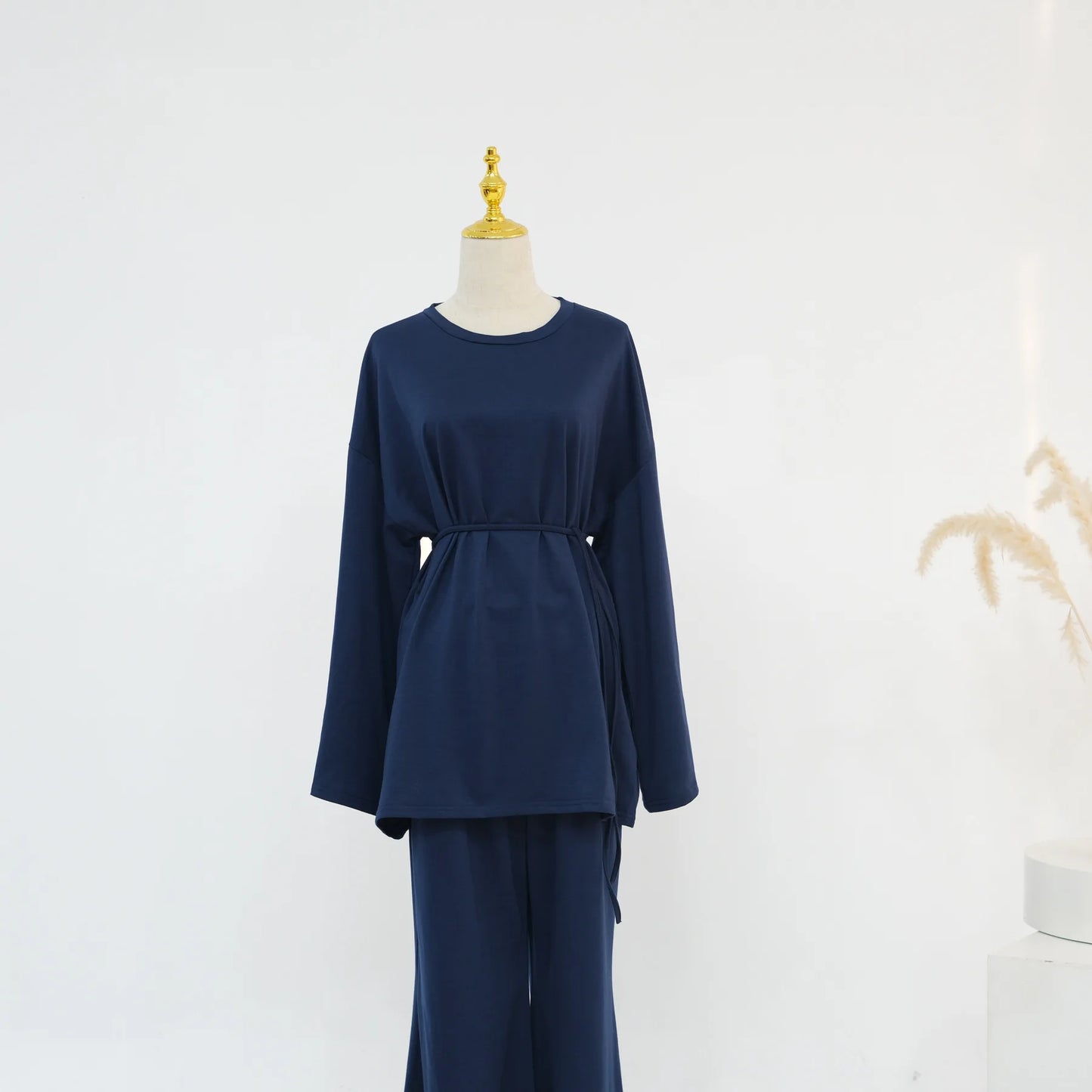 Plain 2-Piece Set - Top & Pants Modest Outfit