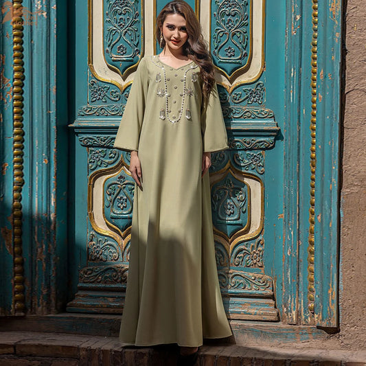 Luxury Diamond Kaftan Abaya - Dubai Elegant Long Dress for Women | Ramadan & Eid