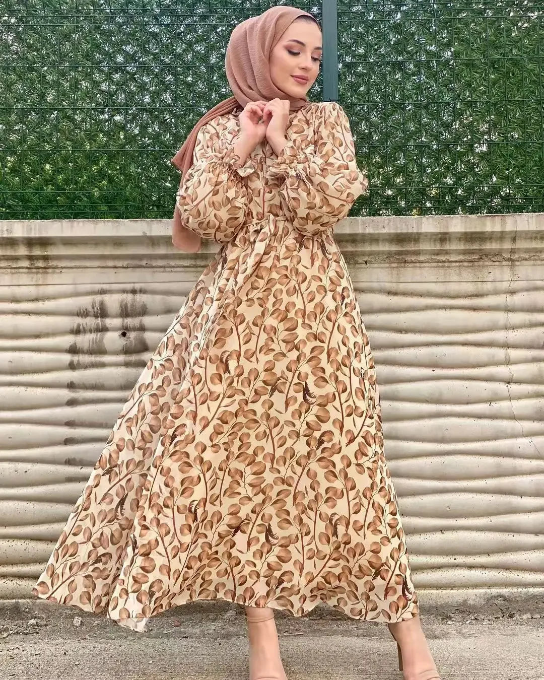 Luxury Chiffon Abaya with Floral Details - Loose Summer Dress
