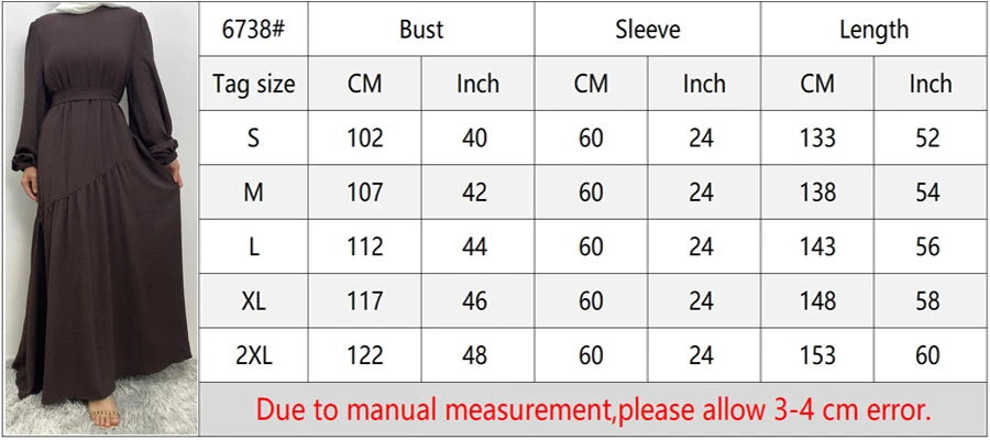 Muslim Fashion Abaya Dress - Long Sleeve Turkish Modest Wear