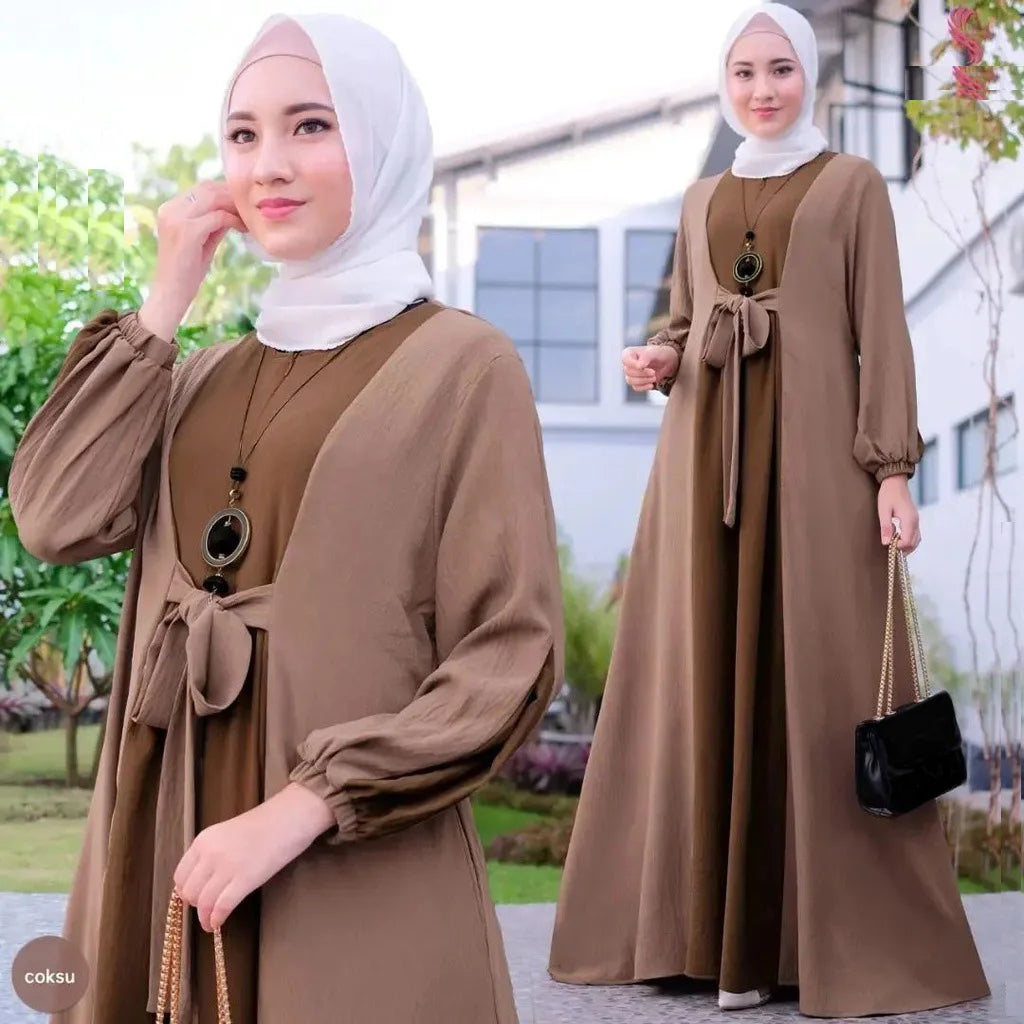 Long Sleeve Abaya - Casual Loose Fit Dress