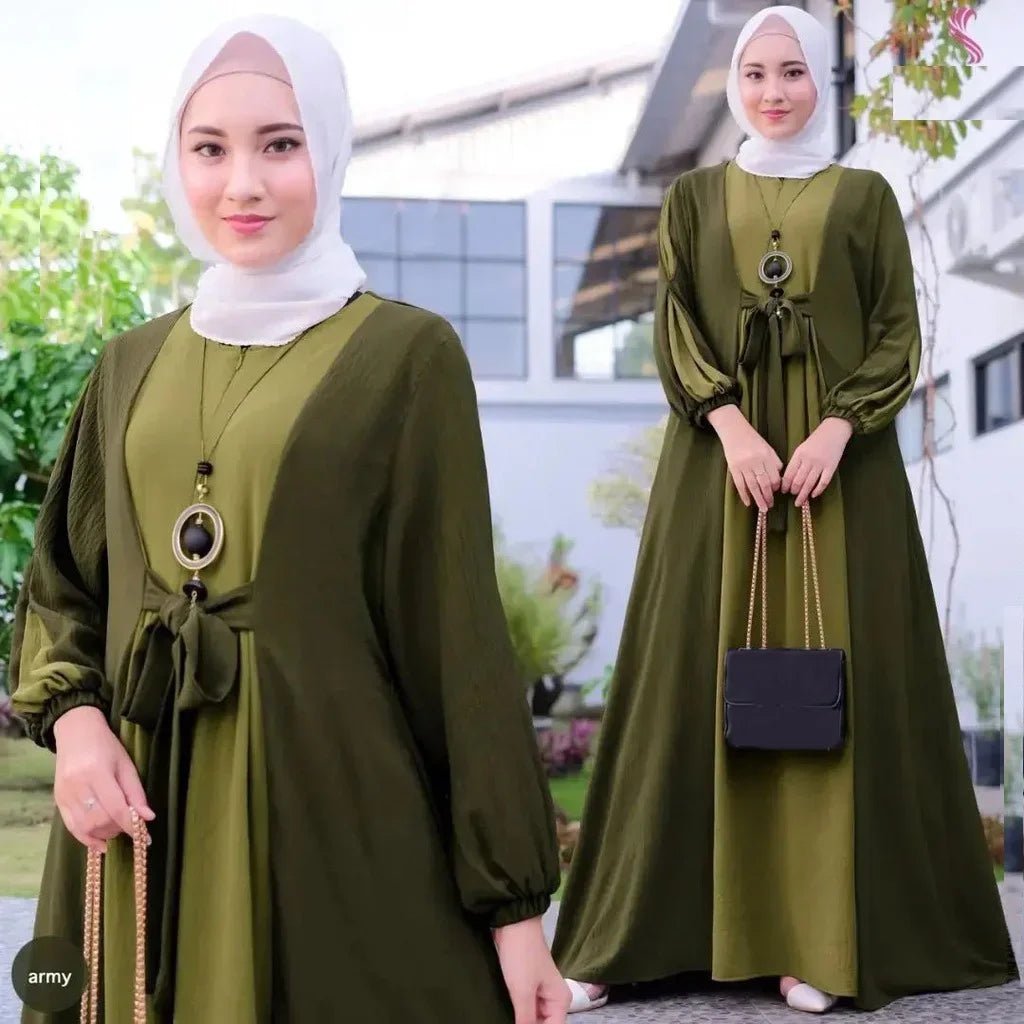 Long Sleeve Abaya - Casual Loose Fit Dress