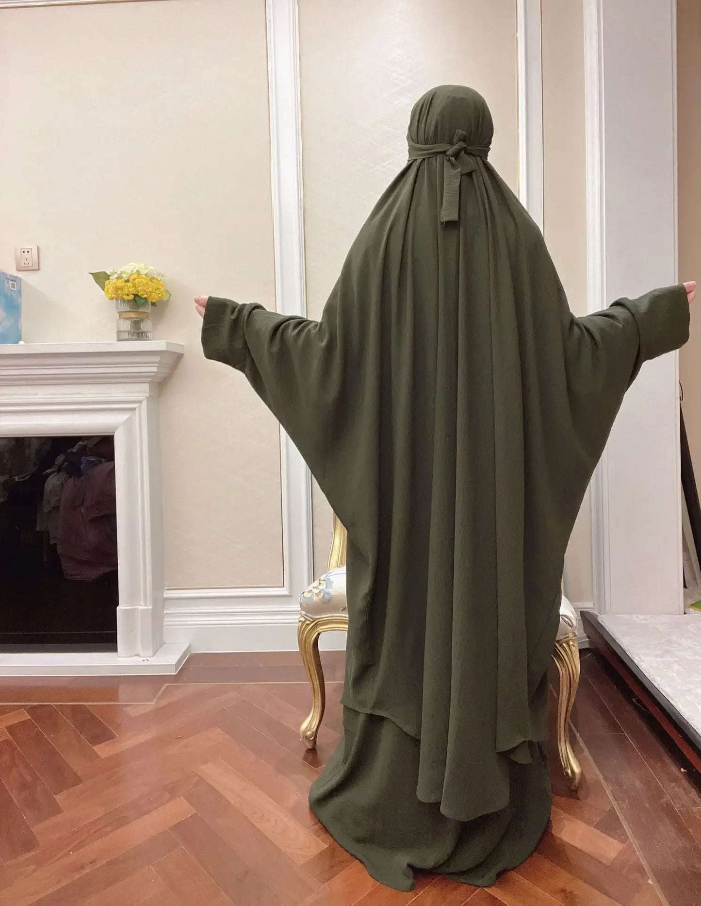 Long Khimar Prayer Set - 2 Piece Pullover Jilbab for Women