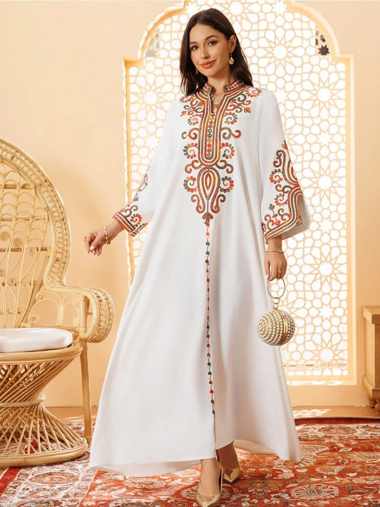 Embroidered Abaya Dress - Elegant Long Robe Kaftan for Women | Ramadan & Eid 2026