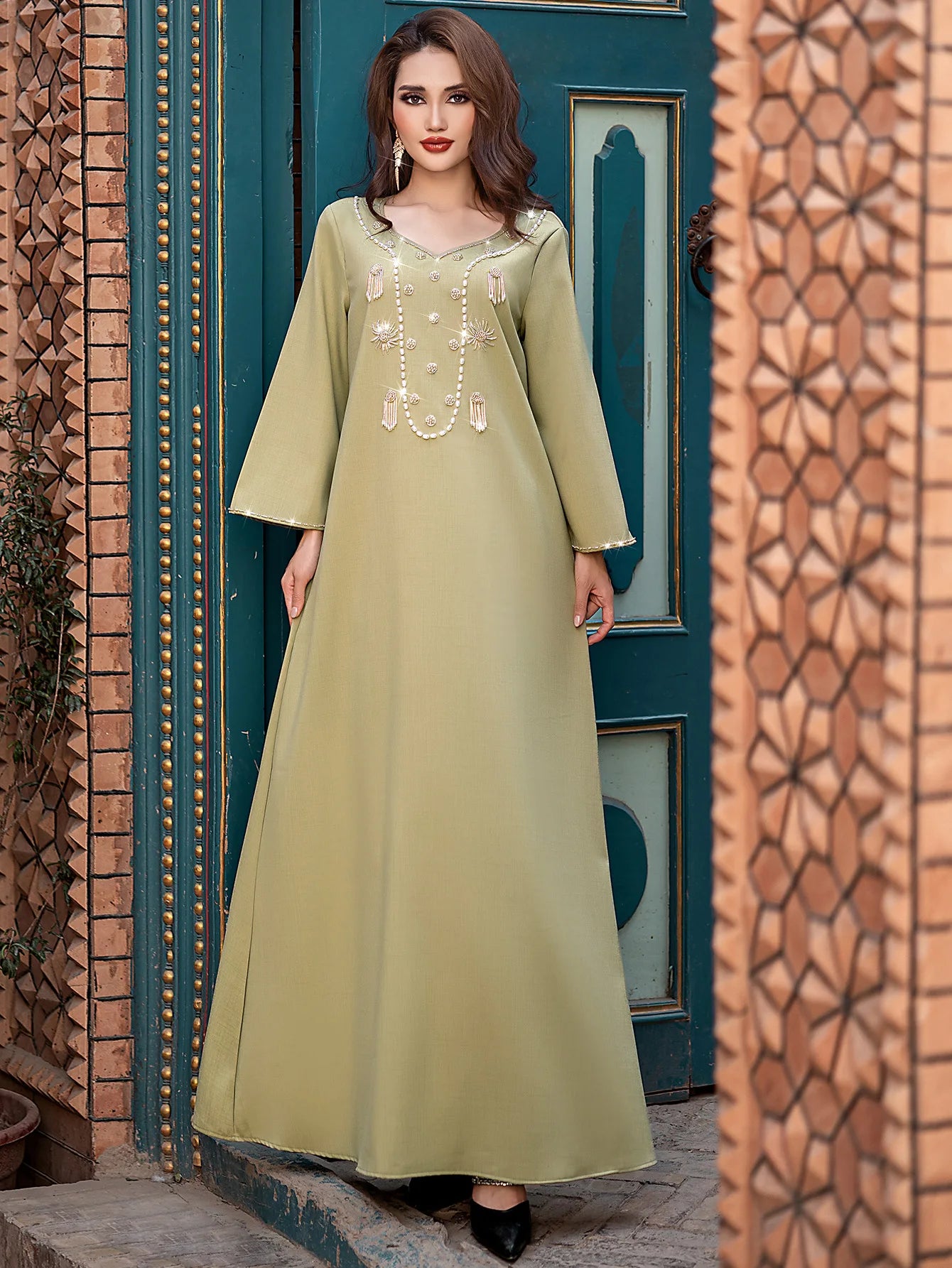 Luxury Diamond Kaftan Abaya - Dubai Elegant Long Dress for Women | Ramadan & Eid