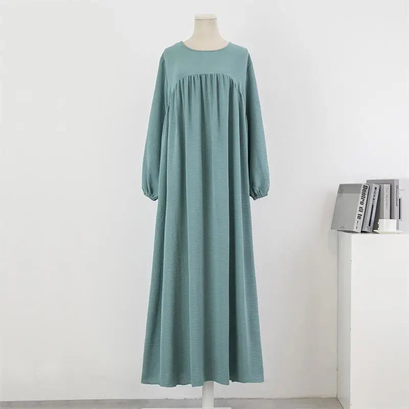 Casual Maxi Abaya with Pockets - Long Sleeve Muslim Dress