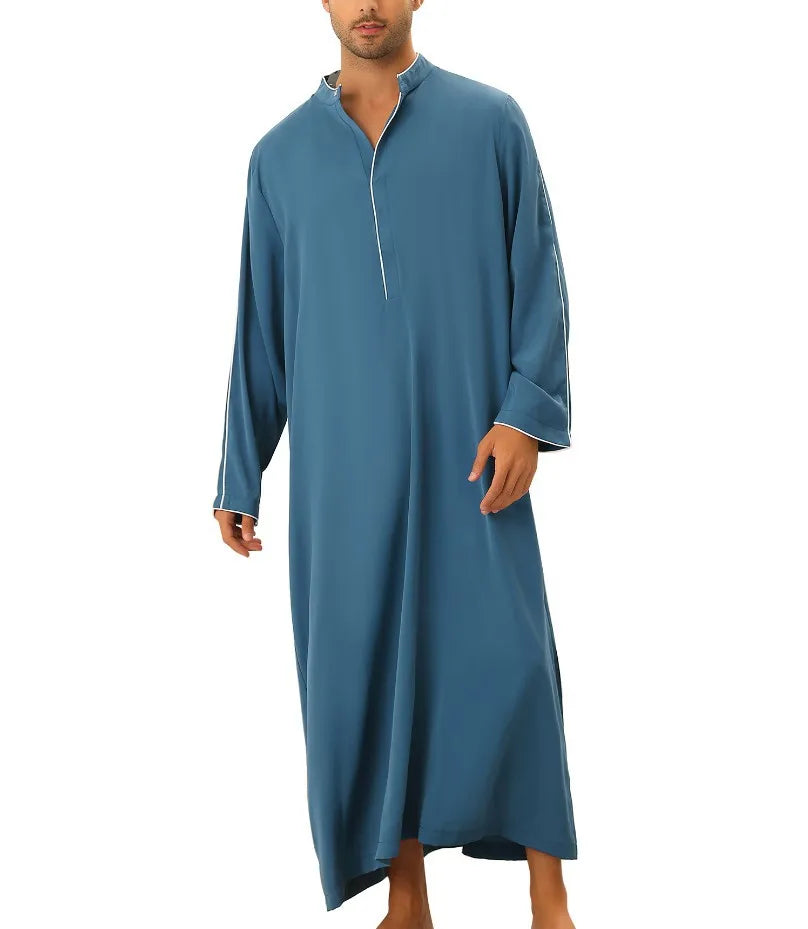 Men's Long Thobe - Simple Zipper Robe