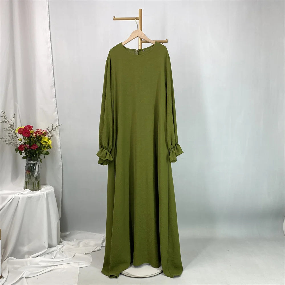 Daily Woven Abaya with Pockets - Elegant Regular Fit